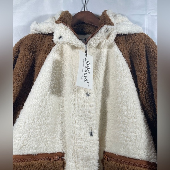 REVOLVE x Plush Sherpa Full Zip Jacket Womens Removable Hood Outerwear Sz Large - Picture 8 of 13